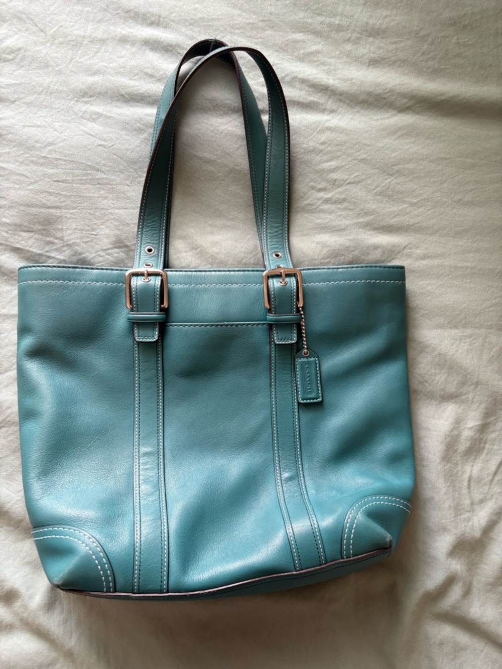 Coach Leather Tote Bag in Teal